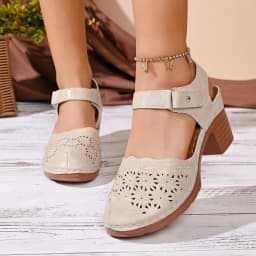 Size 36-43 Summer New Plus-Size Women's Sandals, Chunky Heel, Casual Closed-Toe, Breathable and Lightweight, Buckle Sandals