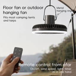 Large Size 10000mAh Outdoor Camping Fan Rechargeable Tent Ceiling Fan Portable Desktop Circulator with Remote Control LED Light