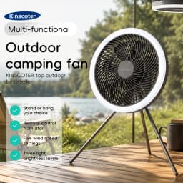 Large Size 10000mAh Outdoor Camping Fan Rechargeable Tent Ceiling Fan Portable Desktop Circulator with Remote Control LED Light