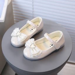 2026 Water Diamond Love Bow Cute and Sweet Kid's Shoes Fashionable Versatile Comfortable Single Shoes Simple Children's Shoes