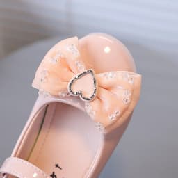 2026 Water Diamond Love Bow Cute and Sweet Kid's Shoes Fashionable Versatile Comfortable Single Shoes Simple Children's Shoes