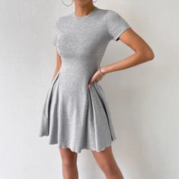 Summer New Women's French Crew Neck Short Sleeve Dress Short Skirt Summer Dress Vintage Dress Beach Dress