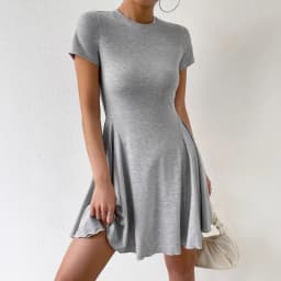 Summer New Women's French Crew Neck Short Sleeve Dress Short Skirt Summer Dress Vintage Dress Beach Dress