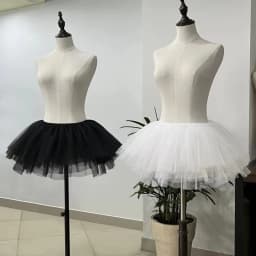 New Puffy Lolita Underskirt 4 Layers White Black Tutu Dress Cosplay Costume Ballgown Petticoats Women