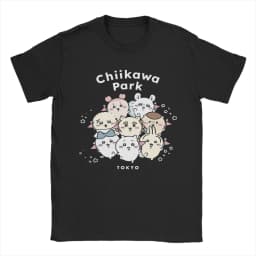 Chiikawas and Friends T-Shirt for Men Funny Pure Cotton Tee Shirt Crewneck Short Sleeve T Shirt Summer Clothes