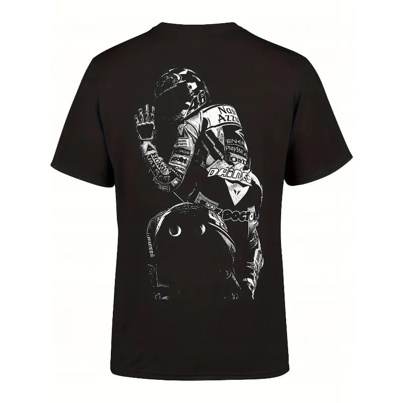 Men'S T-Shirt for Motorcycle Racing Featuring The Number 46 - A Retro Design That Resembles A Racing Jersey, Perfect for Track