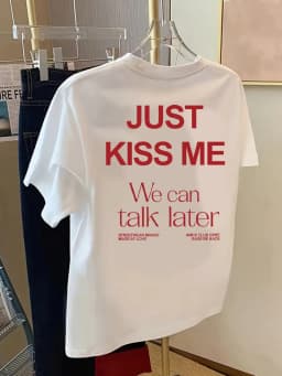 KISS ME We Can Talk Later Print Tshirt Short Sleeve Crew Neck Casual Top for Summer Spring Women'S Clothing