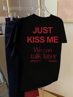 KISS ME We Can Talk Later Print Tshirt Short Sleeve Crew Neck Casual Top for Summer Spring Women'S Clothing
