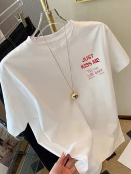 KISS ME We Can Talk Later Print Tshirt Short Sleeve Crew Neck Casual Top for Summer Spring Women'S Clothing