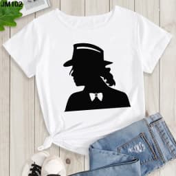 Women's Summer Shirt Pop King Michael Jackson Women's Printed Shirt Harajuku Casual White Top Women's Trendy Rock Shirt