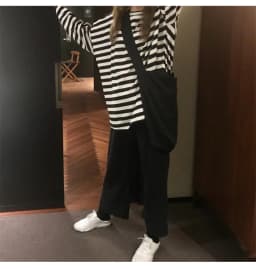 2026 New Arrival Stylish Fashionable Black-and-White Striped Back-to-School Oversized Crew Neck Long-Sleeve T-Shirt