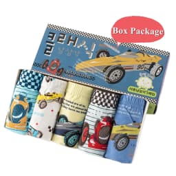 5-Pack Boys Underwear Soft Cotton Boys Briefs Cartoon Race Cars Kids Panties Breathable Knickers For Boys Exquisite Box Package