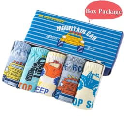 5-Pack Boys Underwear Soft Cotton Boys Briefs Cartoon Race Cars Kids Panties Breathable Knickers For Boys Exquisite Box Package