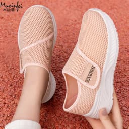 Women's Spring New Casual Versatile Mesh Breathable Velcro Soft Bottom Non Tiring Foot Size Hiking Shoes 36-43