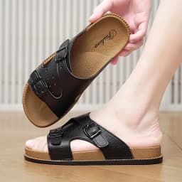 Trendy White Slippers For Men Buckle Designer Slippers Outdoor Beach Shoes Casual Slides Man Comfortable Platform Men's Sandals