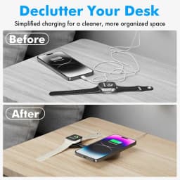 2 in 1 Wireless Charging Station Fast Magnetic Foldable Travel Charger Station for iPhone 16 15 14 Pro Apple Watch Airpods