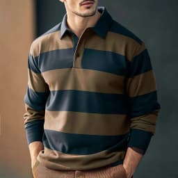 Men's Wide Stripe Polo Shirt – Relaxed Fit Collared Top for Weekend Outings, Casual Gatherings & Relaxed Daily Style