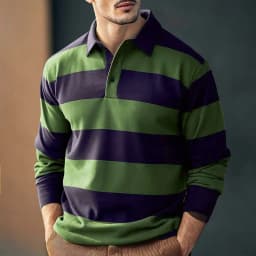 Men's Wide Stripe Polo Shirt – Relaxed Fit Collared Top for Weekend Outings, Casual Gatherings & Relaxed Daily Style