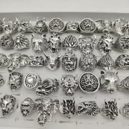  10/20/30/50Pieces Vintage Punk Animal Rings Set For Women Men Mix Style Retro Gothic Hip Hop Lion Elephant Jewelry Party Gifts