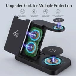 Travel 4 in 1 Wireless Charger Dock Foldable Charge For iPhone 17~12 Pro Max iWatch 11~2 SE AirPods Pro or For Samsung S25 S24
