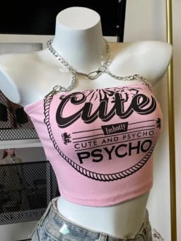 2026 Summer Fashion New Girl Sweet Mini Tank Top Spicy Girl Chain Neck Hanging Pink Female Trendy Cool Short Outerwear Top