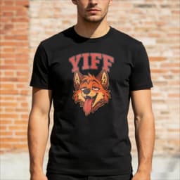 Furry Yiff Fox Shirt Fluffy Lover Merch Gift Fandom Clothing Cosplay Role Play Tops Hot Fox Graphic Tee Men Fashion Streetwear