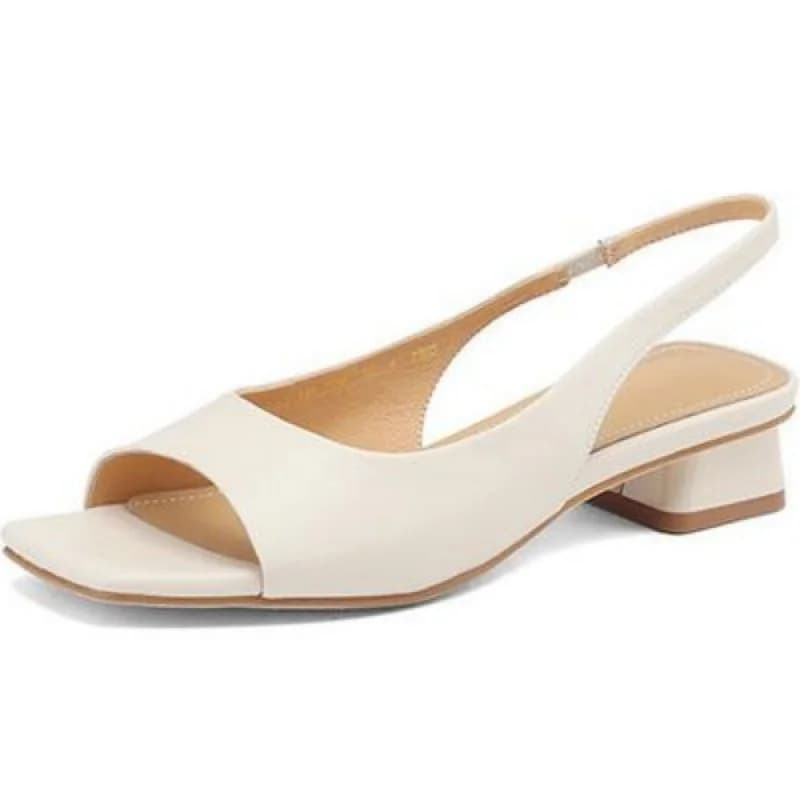 Women's Open-Toe Sandals Square-Toe Low-Heel Comfort Slip-On Dress Shoes PU Leather Ideal for summer office wear and commuting.