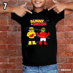 Sunny And Melon Design T-Shirt Gamer Tee Funny Gaming Pattern Shirt High Quality Kid'S Cotton Short Sleeved Summer Adult T-Shirt