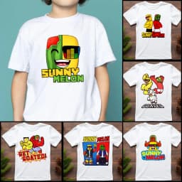 Sunny And Melon Design T-Shirt Gamer Tee Funny Gaming Pattern Shirt High Quality Kid'S Cotton Short Sleeved Summer Adult T-Shirt