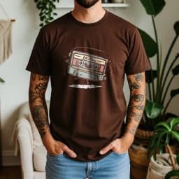 2026 New Summer Mens Casual Cotton Tee Soft Short Sleeve with 80s Mix Cassette Graphic Retro Music Style Daily Wear