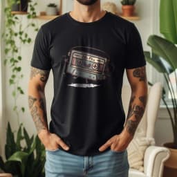 2026 New Summer Mens Casual Cotton Tee Soft Short Sleeve with 80s Mix Cassette Graphic Retro Music Style Daily Wear