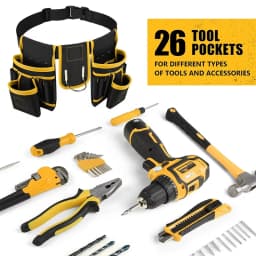 Adjustable Tool Belt Bag with Detachable Work Pouch Heavy Duty Waist Apron Versatile Utility Belt with Multi Pockets