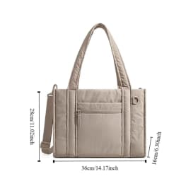 Nylon Puffer Tote Bag for Women Large Capacity Multiple Pockets Quilted Crossbody Bag Lightweight Casual Commuting Bags