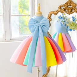 Summer Colorful Bridesmaid Party Girl Dresses Elegant Bow Wedding Birthday Princess Prom Dress Girl Gala Graduation Evening Gown