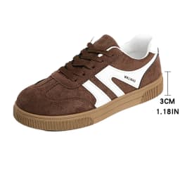 Faux Suede Brown Platform Sneakers Women 2026 Spring Non Slip Flat Heels Casual Walking Shoes Woman Thick Sole Vulcanize Shoes