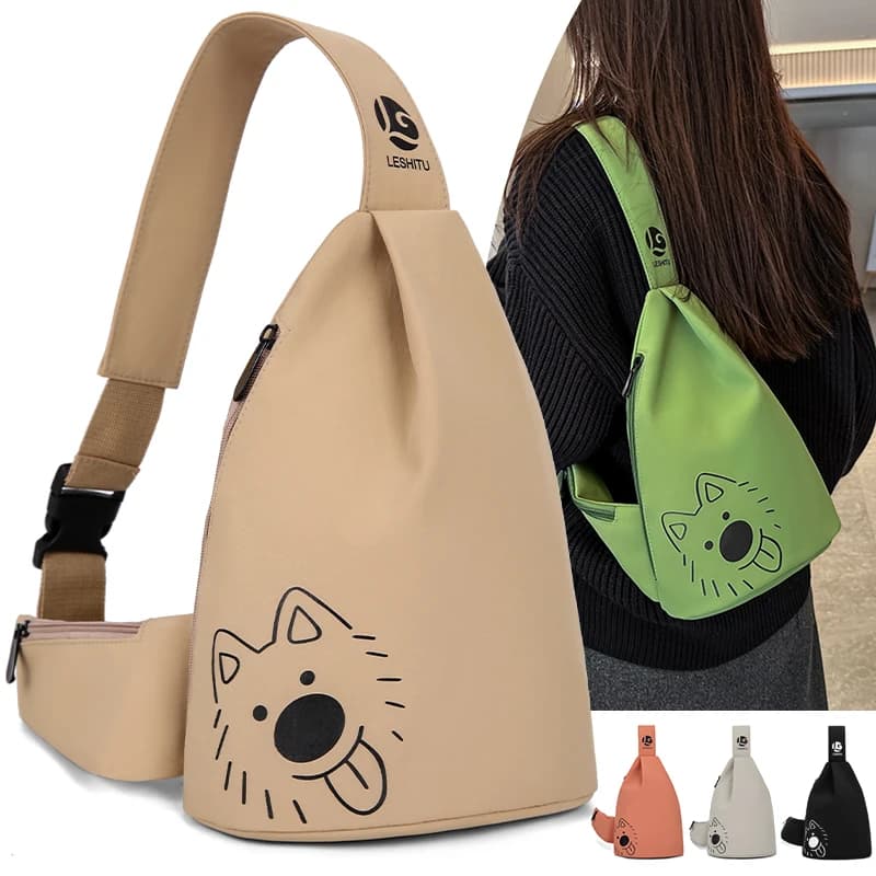 Cartoon Chest Sling Bag for Women – Small Crossbody Daypack for Travel Sport & Casual Everyday Use