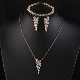 ZAKOL Exquisite Luxury Leaf AAA Zirconia Earring Necklace Bracelet Set for Women Buling Buling CZ Wedding Party Jewelry Set