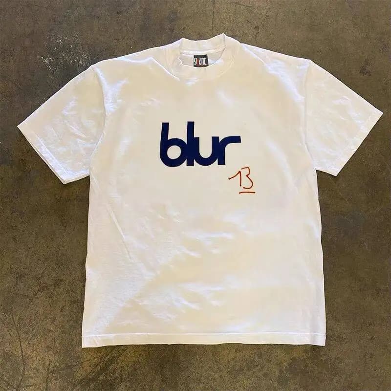 Blur 13 Men Cotton TShirt Graphic Vintage Streetwear Retro Casual Grunge Hip Hop