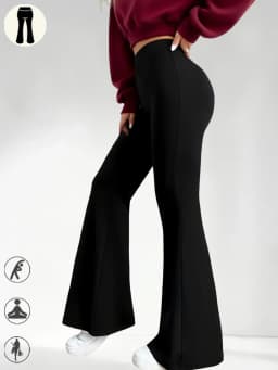 Ladies High-Rise Flared Yoga Trousers with Leg Bottom. Perfect for Yoga or Casual.