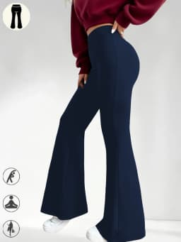 Ladies High-Rise Flared Yoga Trousers with Leg Bottom. Perfect for Yoga or Casual.