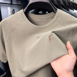 High Quality Men's Short Sleeved T-shirt Trend Embroidered Round Neck Casual Skin Friendly Breathable Thin Top T