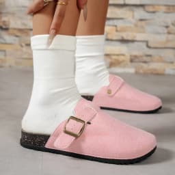 Large Size Fashionable Thick Bottom Slippers Retro Belt Buckle Easy Wear Outdoor Slippers round Toe Rubber Sole for Adults