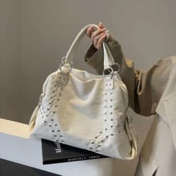 Commuter Bag Sli Autumn Trend Youth Fashionable Nylon Rivet Pure Color Bags Handbag Underarm Tote Bag Women's Large Shoulde Bag