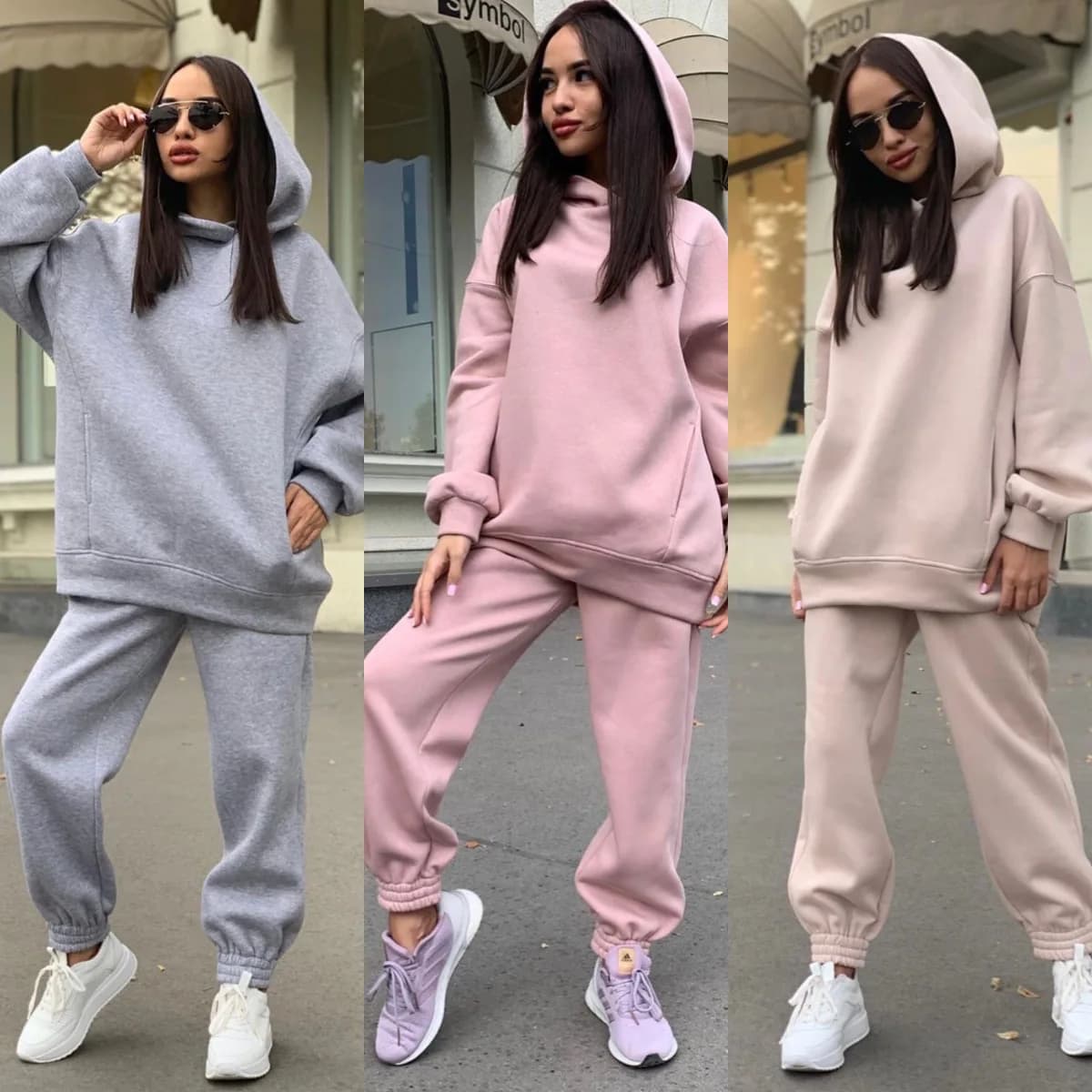 Monochrome Hooded Hoodie Set Casual European American Fashion 2-Piece Autumn Winter Hot Selling New Style