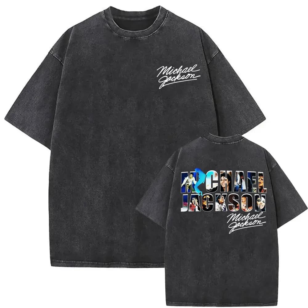 King of Pop Michael Jackson Album Cover T Shirts Men Women Fashion Classic Cool T-shirt Casual Vintage Washed T Shirt Streetwear