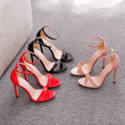 Women's Solid Color Stiletto Heeled Sandals, Fashionable High Heel Summer, Elegant Sandals