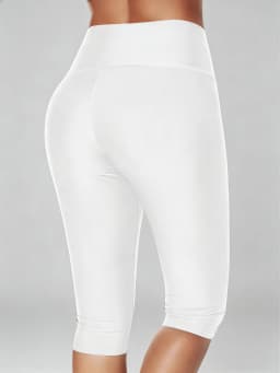 Women's High Waisted White Leggings Knee-Length Yoga Pants Stretchy Breathable for Workout, Running, and Daily Casual Wear