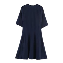European and American 2026 Spring New Women's Clothing Style Slimming Bubble Short Sleeve Ribbed Knitted Short Dress