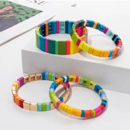 BEUTIFOR 2026 Green Yellow Blue Colroful Beaded Bangle For Women Handmade Elastic Beads Bracelets Sets