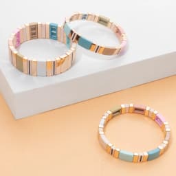 BEUTIFOR offwhite Color Enamel Bracelets for Women Handmade Bohemian Pink Color Bangle Sets